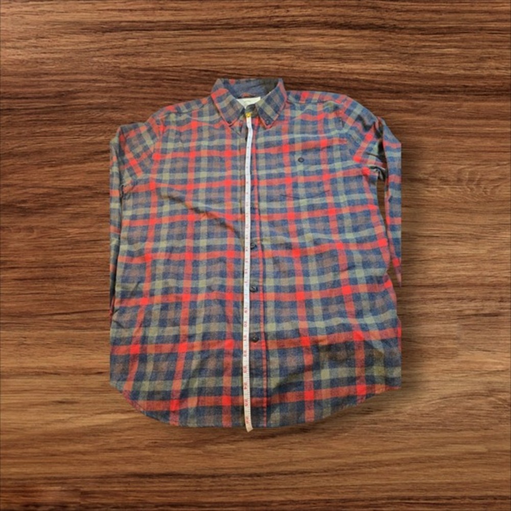 Original Weatherproof Vintage Shirt Mens L Red Gray Navy Flannel Plaid - Picture 3 of 7